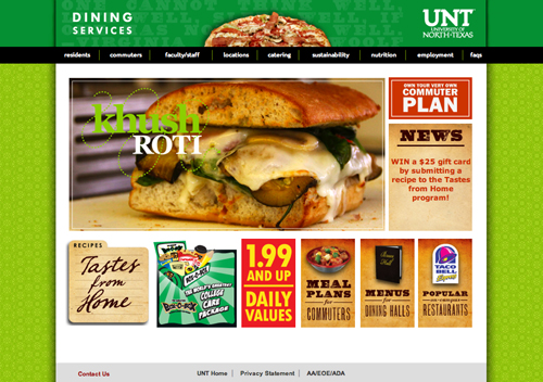 UNT Dining website